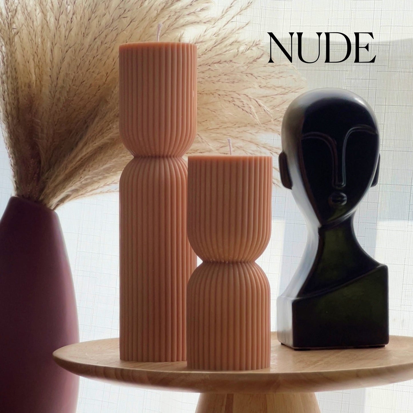 Ribbed Hourglass Pillar Candle